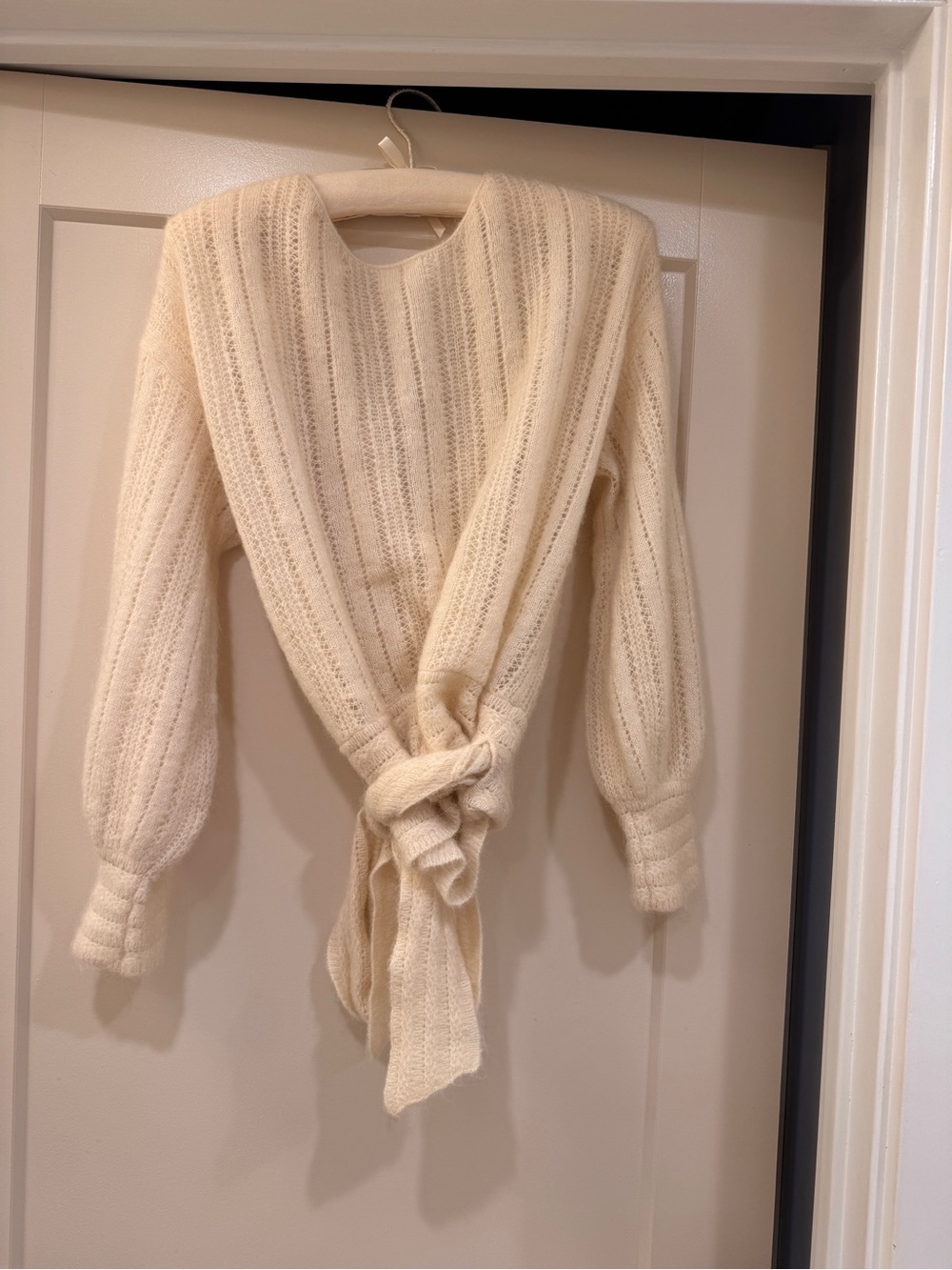 Sezane Ivory Wrap Mohair Sweater - Coeur Jumper in Ecru - Picture 4 of 9